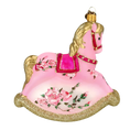 Load image into Gallery viewer, Pink Floral Rocking Horse Tree Handmade Glass Christmas ornament
