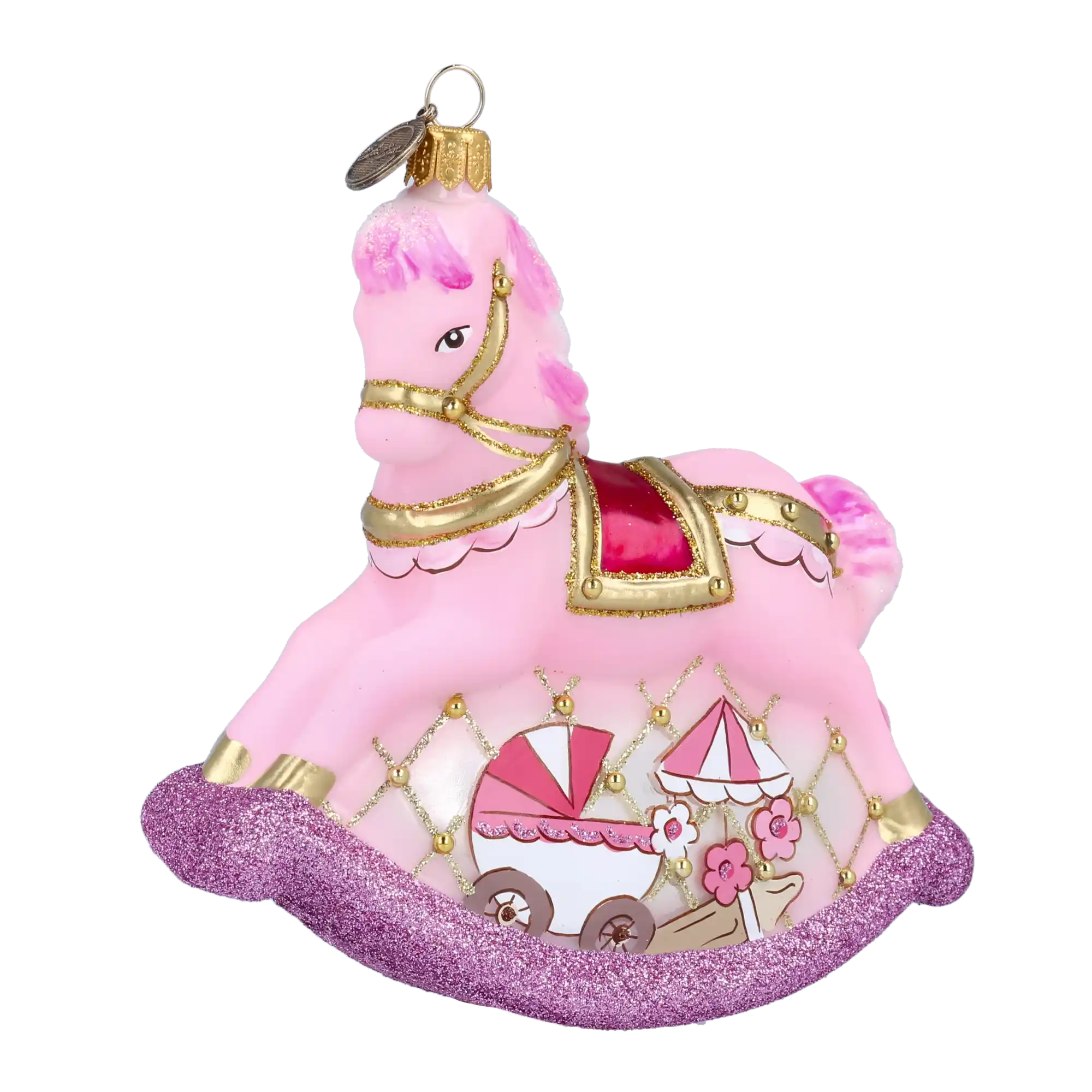 Pink Carousel Rocking Horse Tree Handmade Glass Christmas ornament