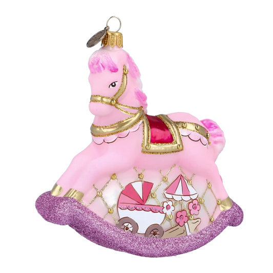Pink Carousel Rocking Horse Tree Handmade Glass Christmas ornament