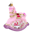 Load image into Gallery viewer, Pink Carousel Rocking Horse Tree Handmade Glass Christmas ornament
