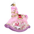 Load image into Gallery viewer, Pink Carousel Rocking Horse Tree Handmade Glass Christmas ornament 2021-059
