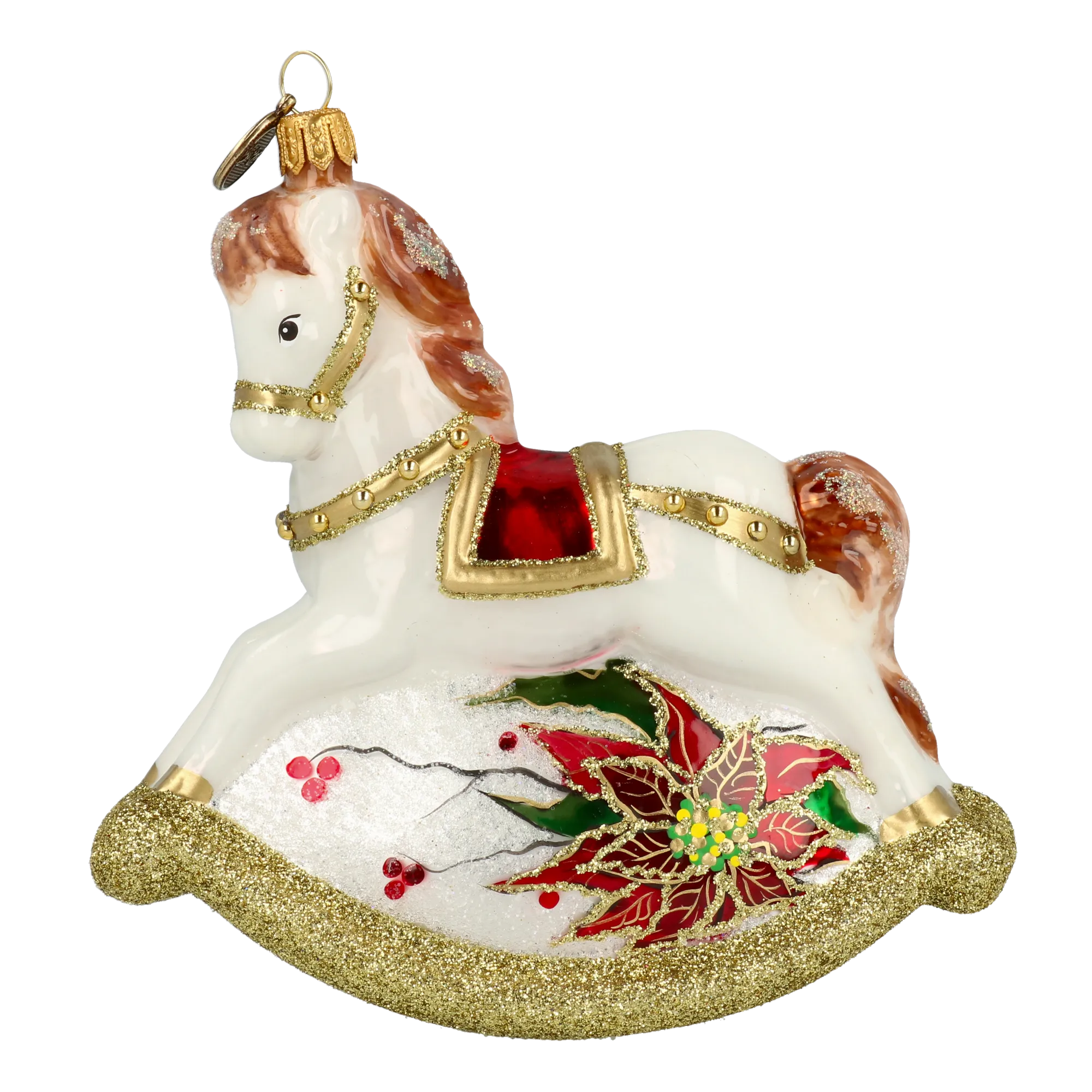 Ivory & Poinsettia Rocking Horse
