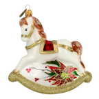 Stately Poinsettia Steed | Hand-Painted Glass Ornament | Blubom 2021-062