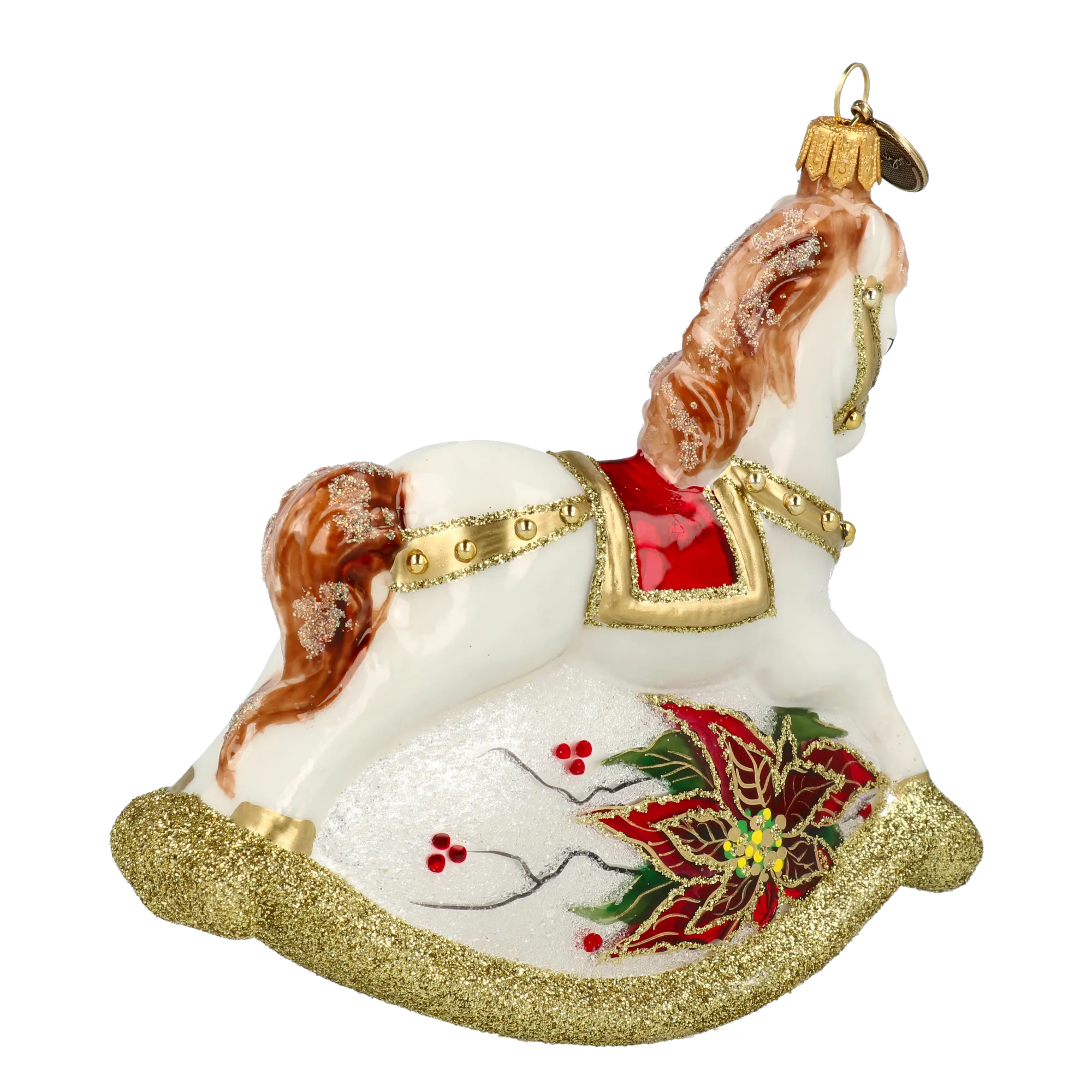Golden Rocking Horse Tree Handmade Glass Christmas ornament 2021-062