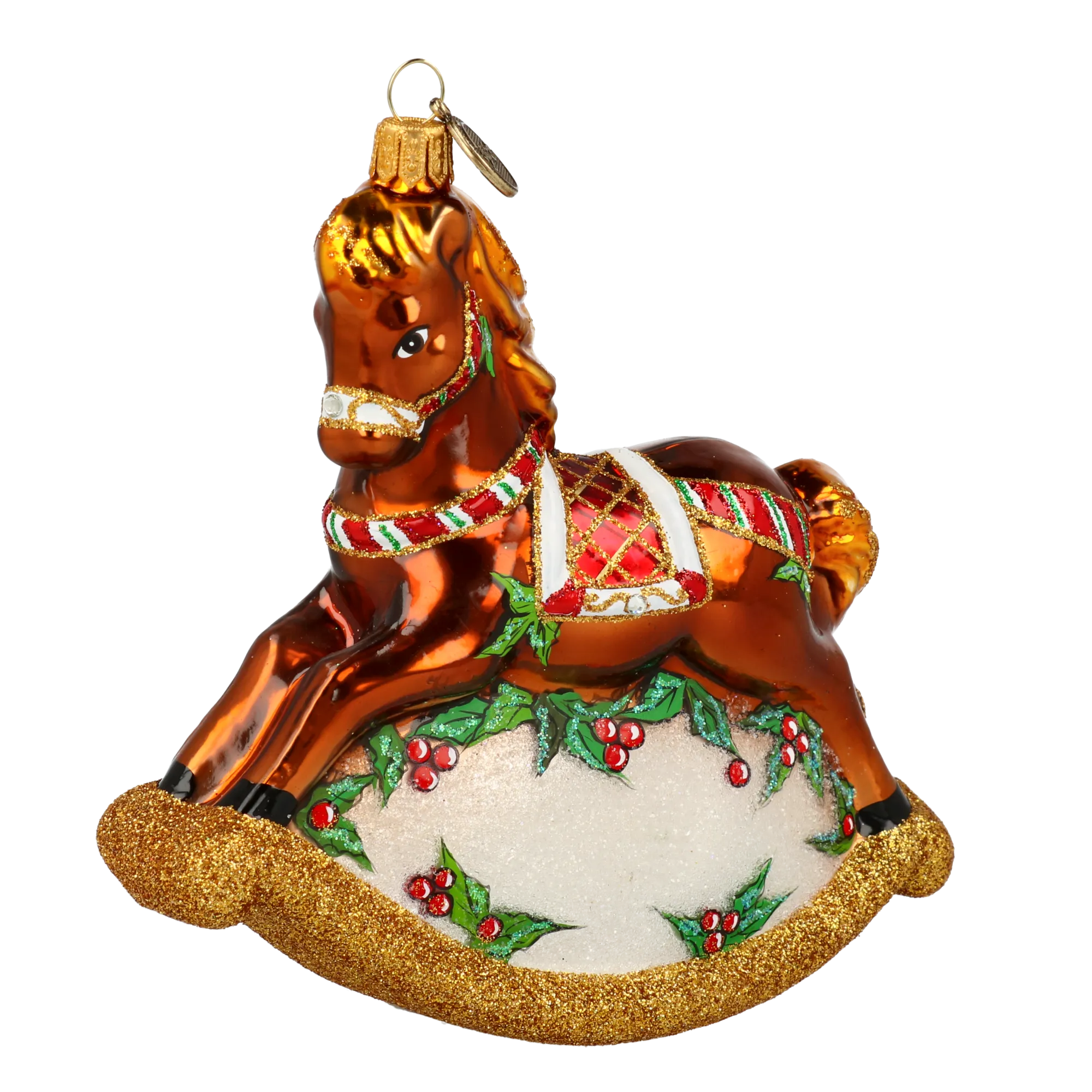 Classic Rocking Horse Tree Handmade Glass Christmas ornament 2021-063