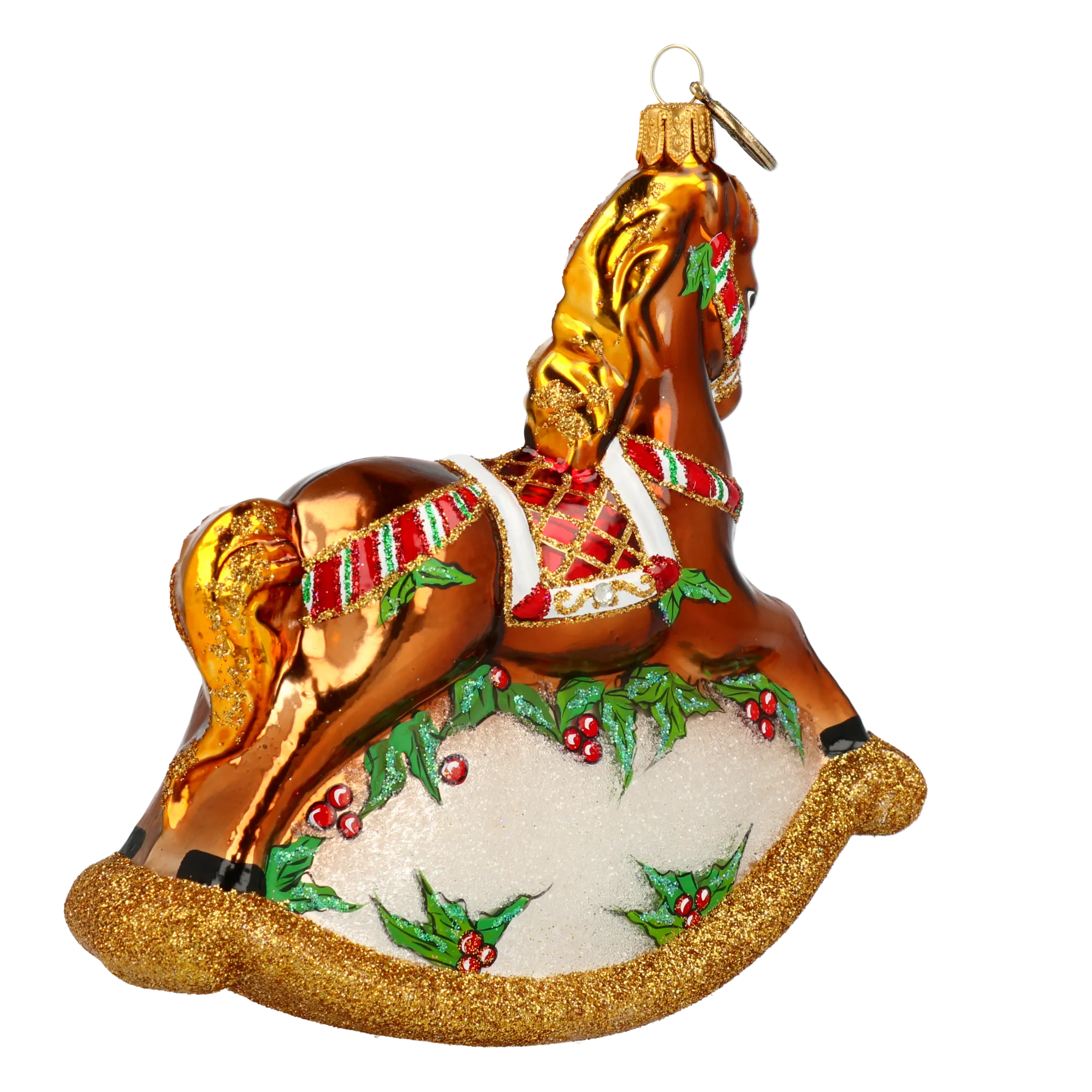Classic Rocking Horse Tree Handmade Glass Christmas ornament 2021-063