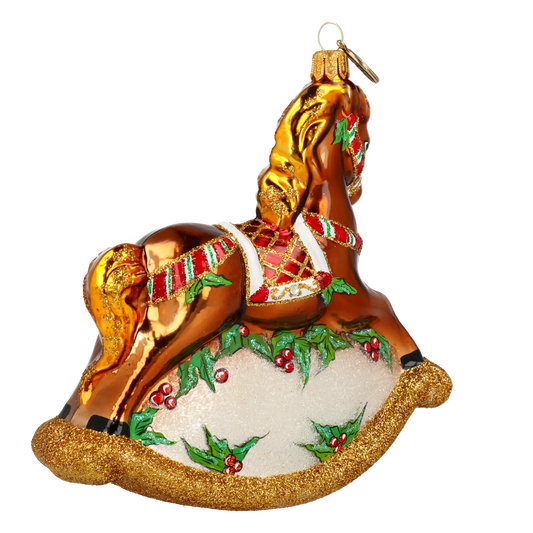Classic Rocking Horse Tree Handmade Glass Christmas ornament 2021-063