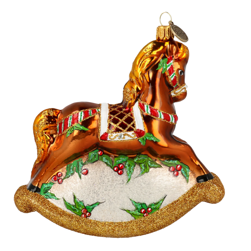 Gallant Amber Steed | Hand-Painted Glass Ornament | Blubom 2021-063