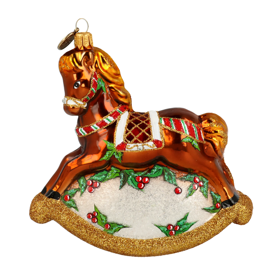 Gallant Amber Steed | Hand-Painted Glass Ornament | Blubom 2021-063
