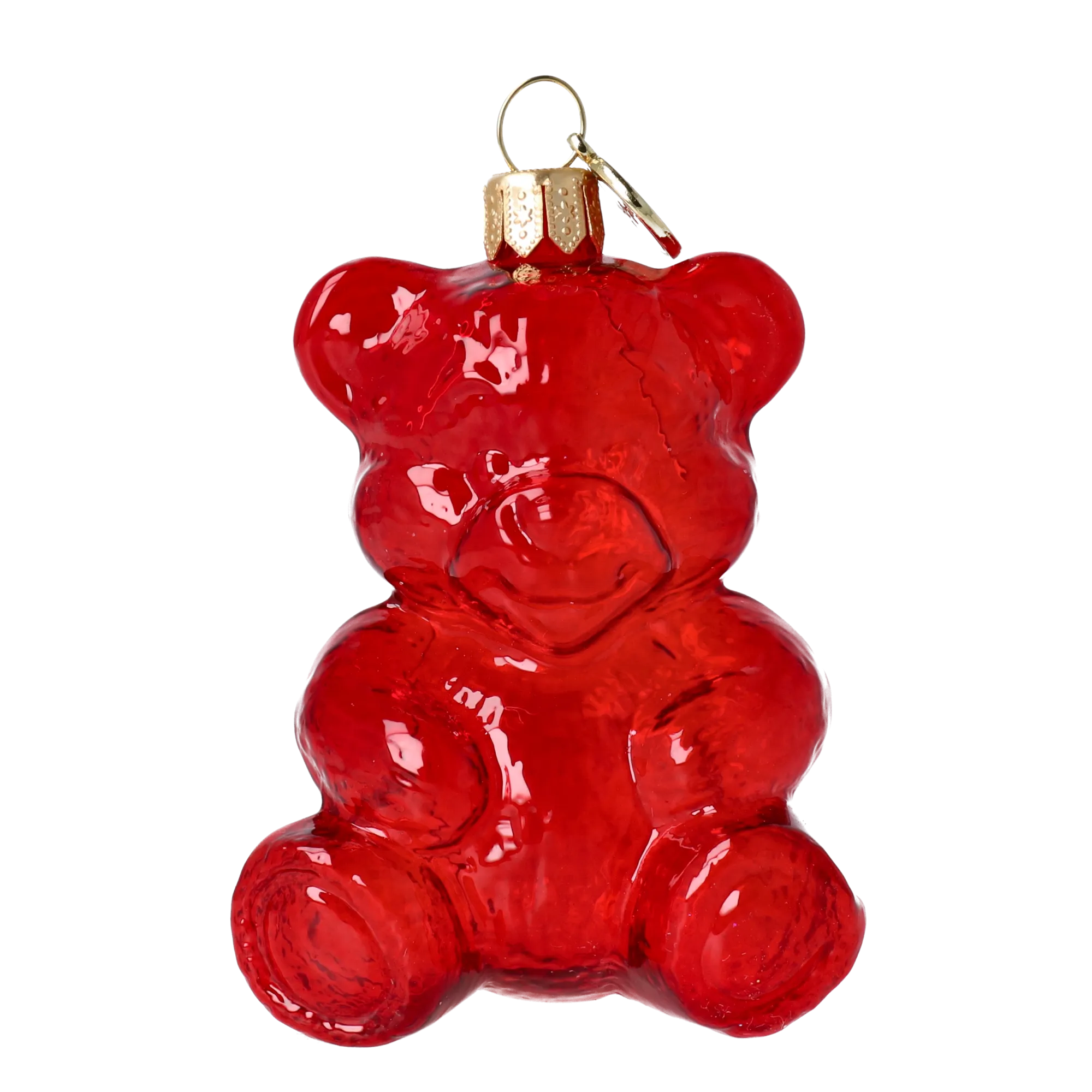 Red Gummy Bear. Handmade Glass Christmas ornament. 2021-071