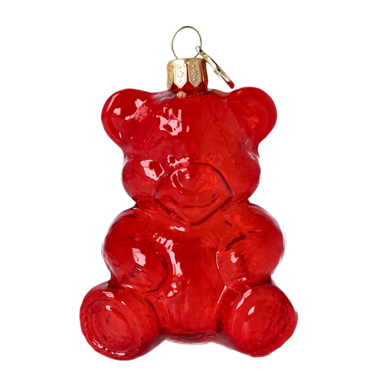 Red Gummy Bear. Handmade Glass Christmas ornament. 2021-071