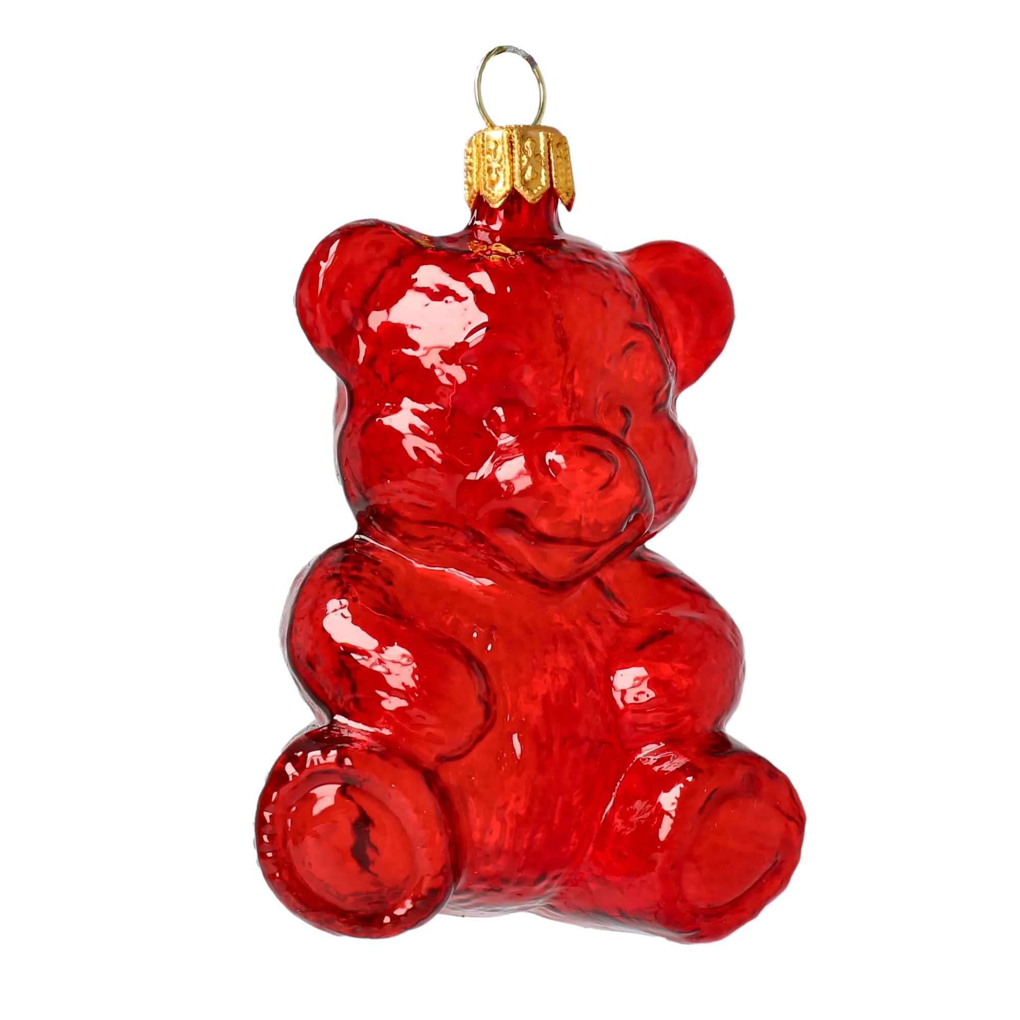 Red Gummy Bear. Handmade Glass Christmas ornament. 2021-071