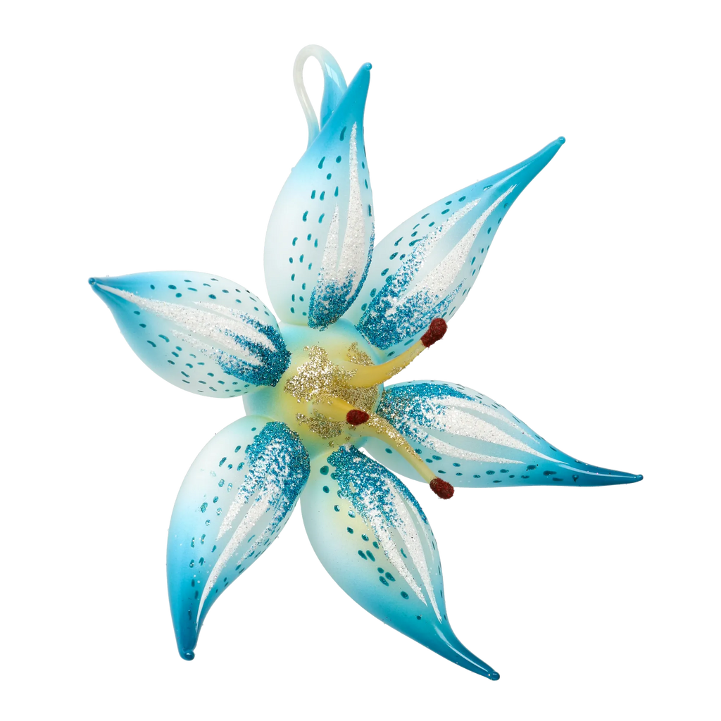 Azure Frost Blossom | Hand-Painted Glass Ornament | Blubom 2021-087