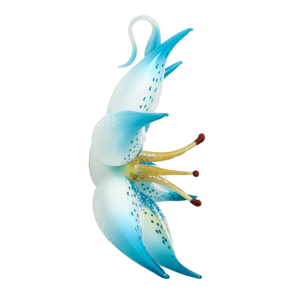 Azure Frost Blossom | Hand-Painted Glass Ornament | Blubom 2021-087
