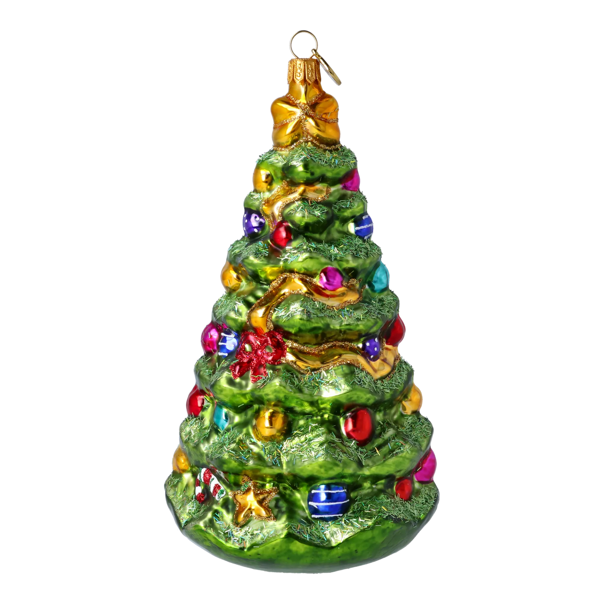 Verdant Jubilee Pine | Hand-Painted Glass Ornament | Blubom 2021-129