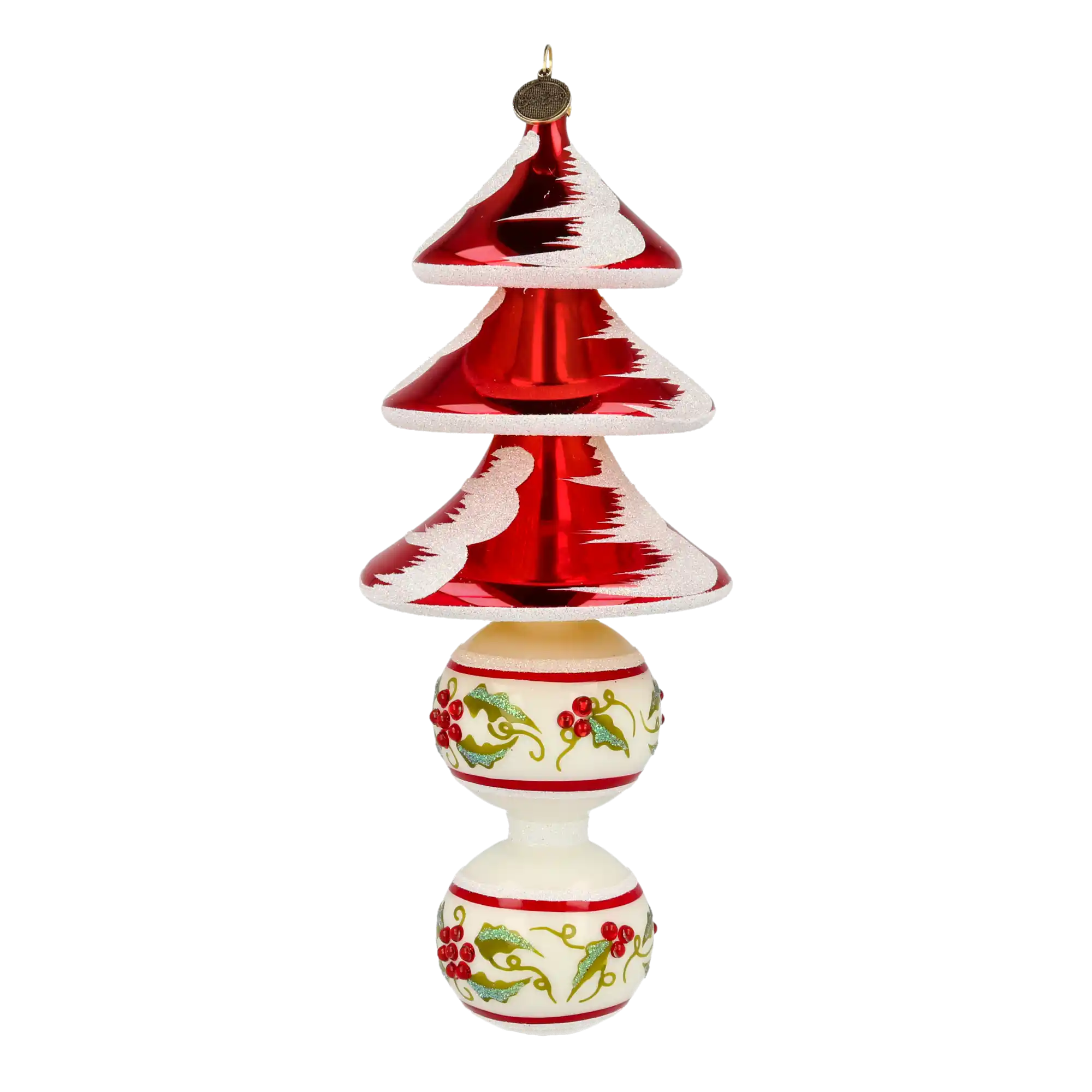 Holly Tree Delight Christmas Tree. Handmade Glass Christmas ornament