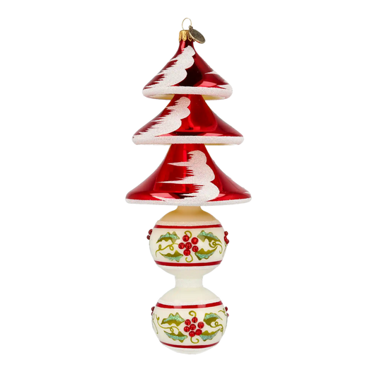 Holly Tree Delight Christmas Tree. Handmade Glass Christmas ornament