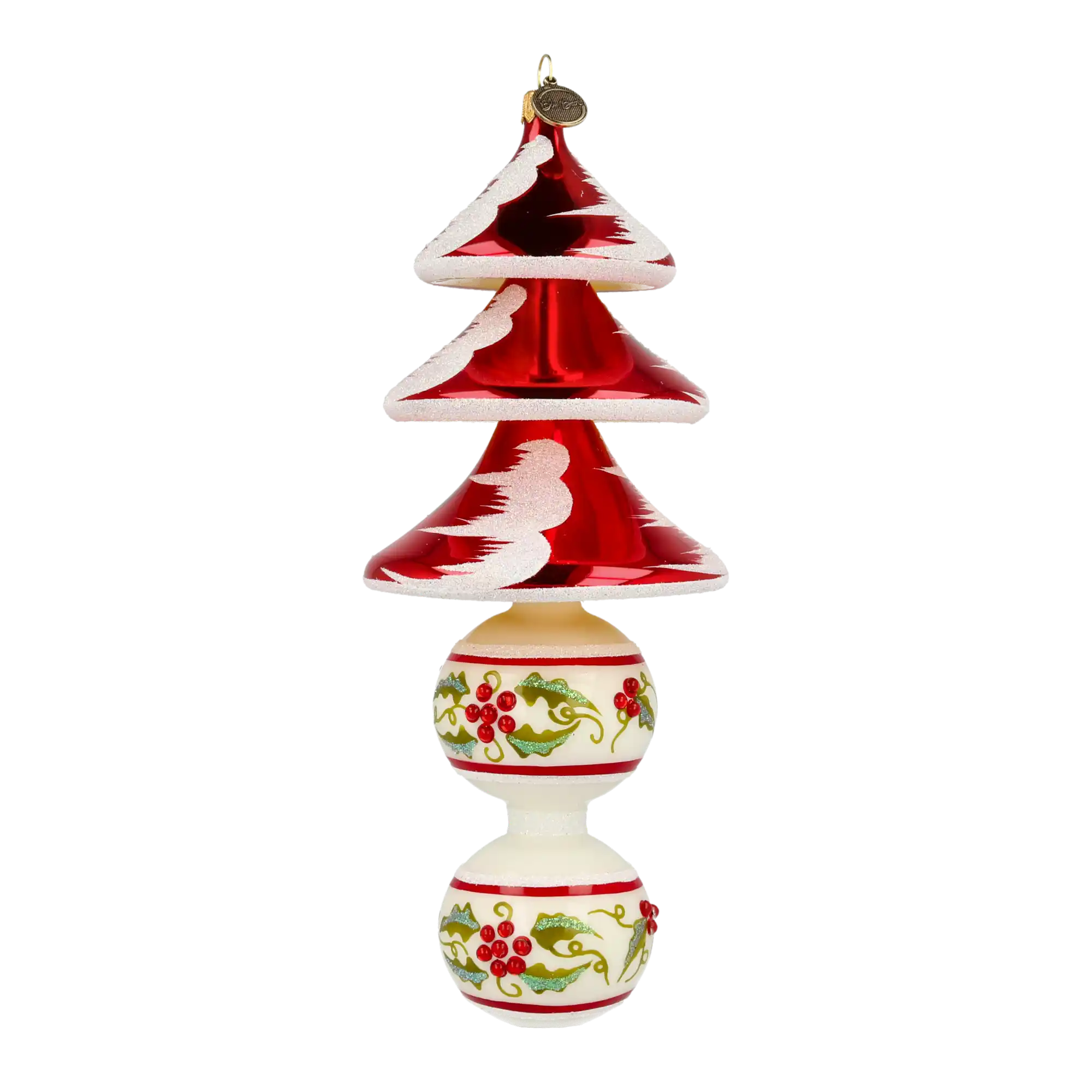 Holly Tree Delight Christmas Tree. Handmade Glass Christmas ornament