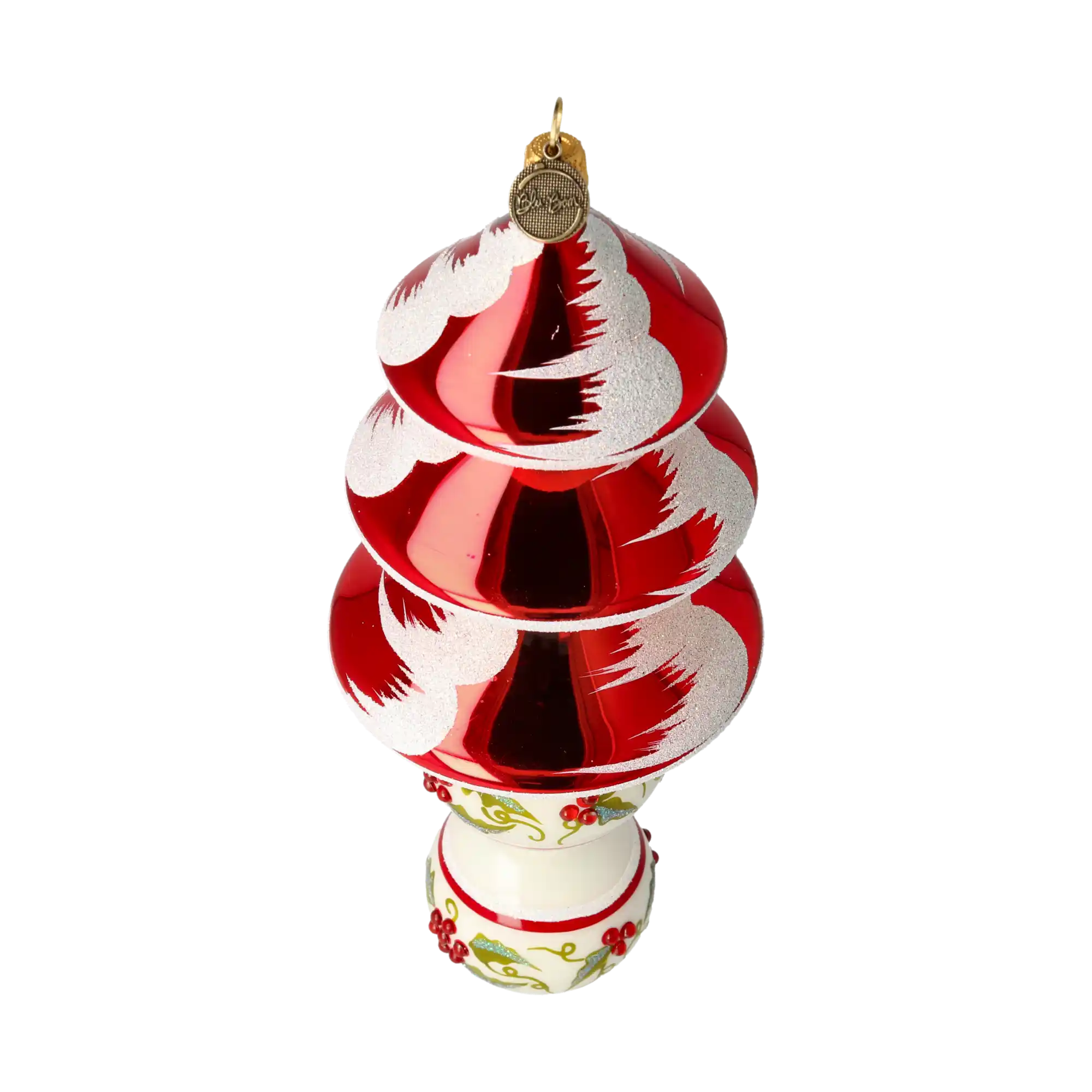 Holly Tree Delight Christmas Tree. Handmade Glass Christmas ornament