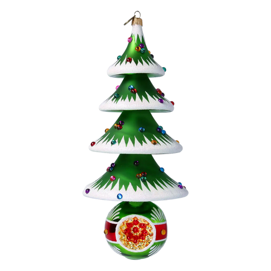 Evergreen Elegance Christmas Tree Handmade Glass Christmas ornament Glass Reflector Ornament