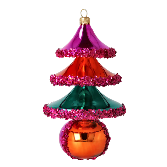 Carnival Sparkle Tree Handmade free blown Glass Christmas ornament Holiday decoration