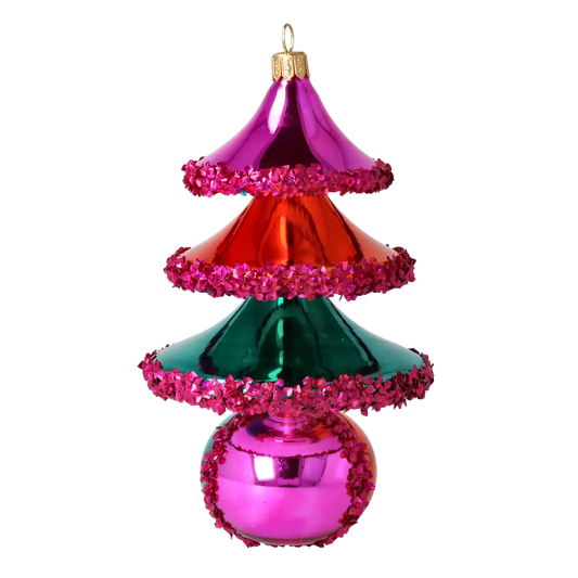 Carnival Sparkle Tree Handmade free blown Glass Christmas ornament Holiday decoration