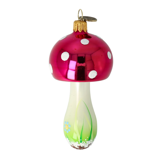 Ruby Spotted Forest Toadstool Premium christmas glass ornament 2021-159