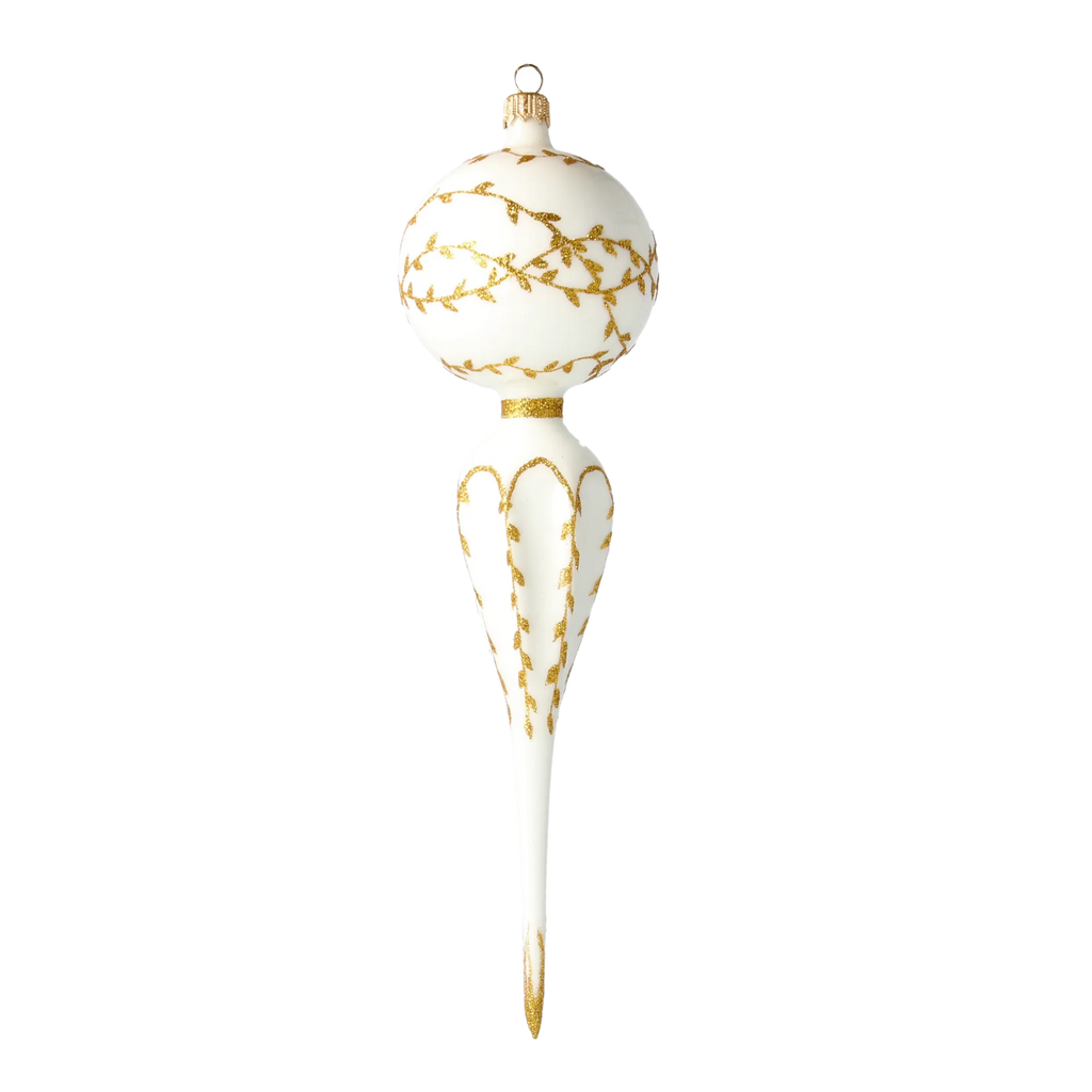 Alabaster Gilded Solstice | Hand-Painted Glass Ornament | Blubom 2021-171