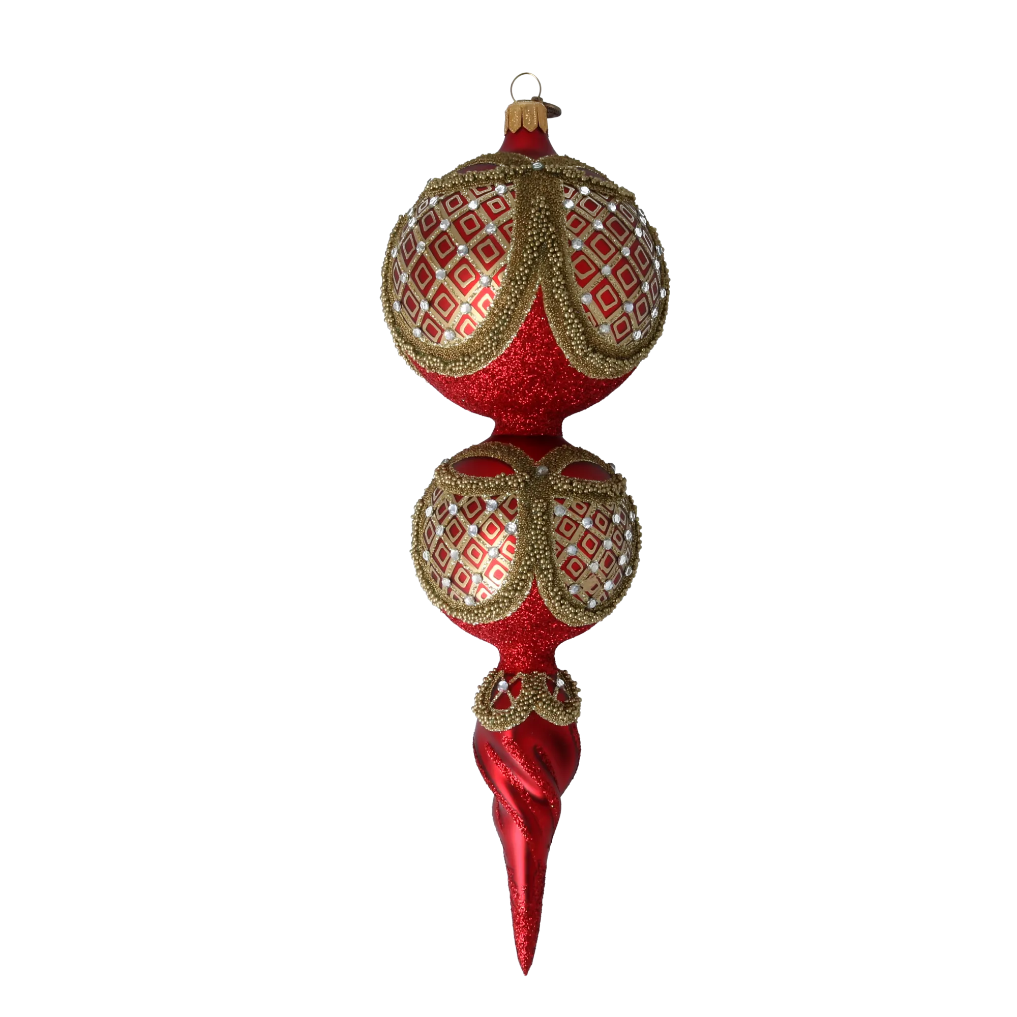 Crimson Amber Solstice | Hand-Painted Glass Ornament | Blubom 2021-173