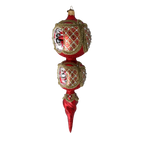 Crimson Amber Solstice | Hand-Painted Glass Ornament | Blubom 2021-173