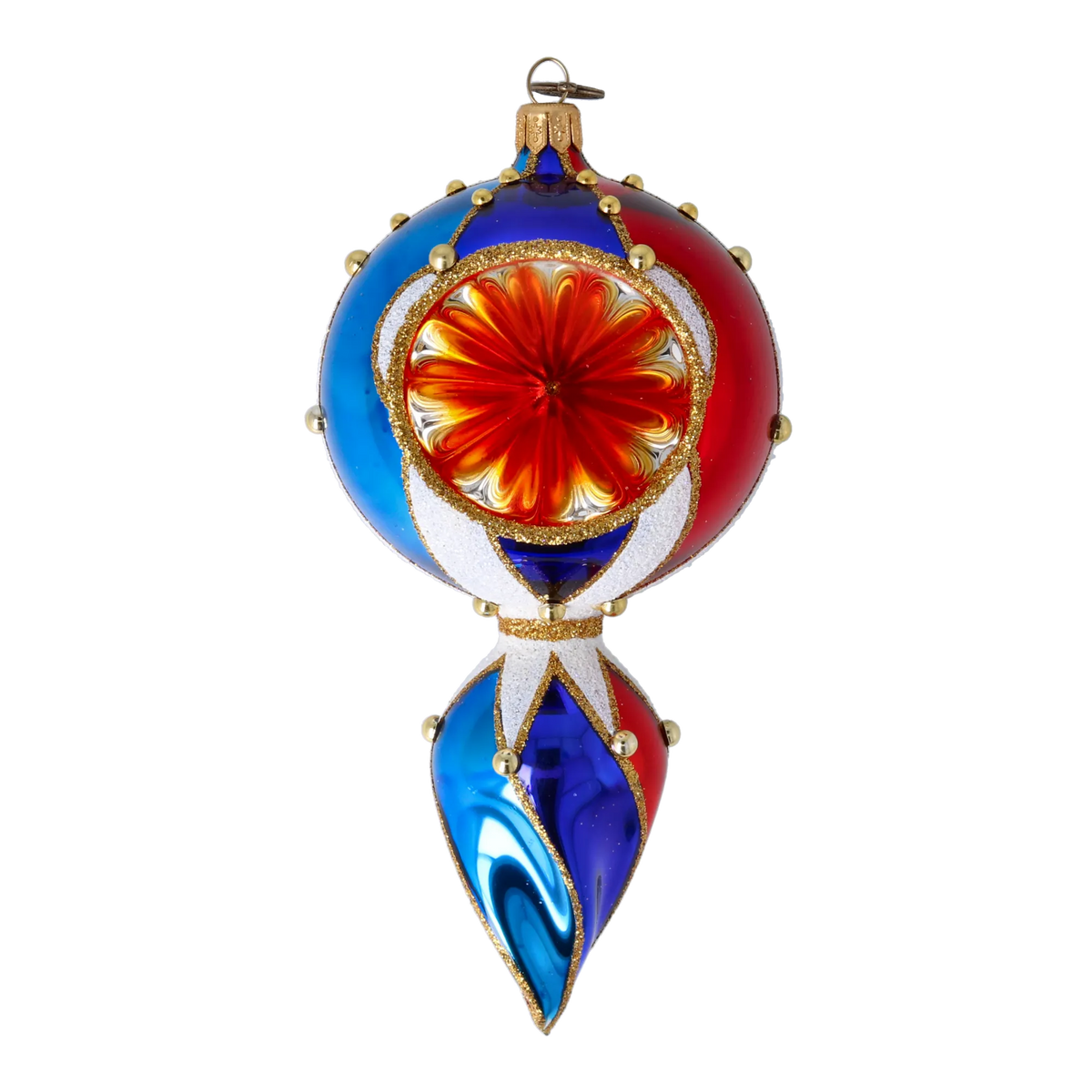 Gilded Indigo Solstice | Hand-Painted Glass Ornament | Blubom 2021-175