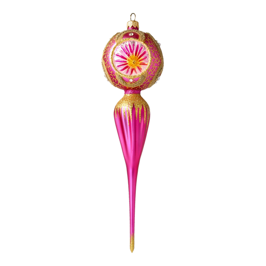 Gilded Magenta Reflector Drop Premium christmas glass ornament 2021-185