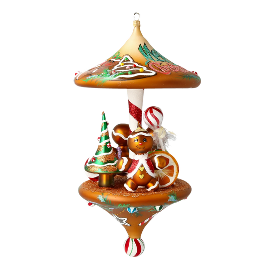 Gilded Gingerbread Carousel Premium christmas glass ornament 2021-212