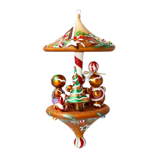 Gilded Gingerbread Carousel Premium christmas glass ornament 2021-212