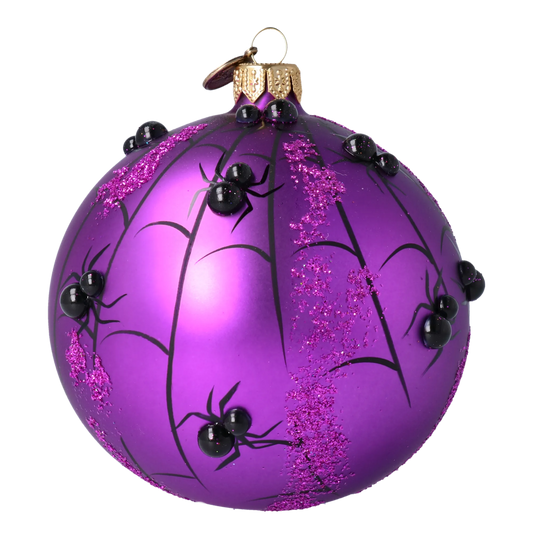 Bomb Purple Spider Web. Handmade Glass Christmas ornament. 2021-222