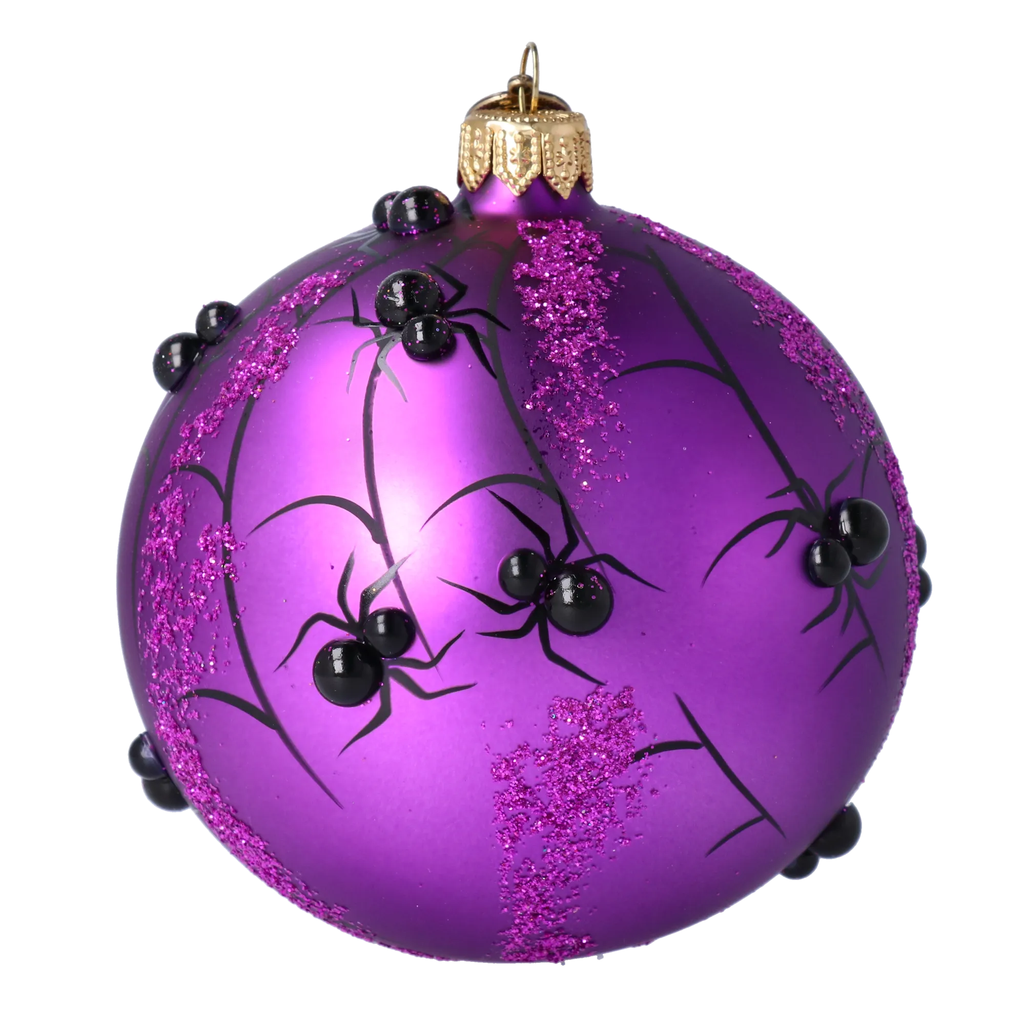Bomb Purple Spider Web. Handmade Glass Christmas ornament. 2021-222