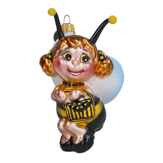 Honeybee Girl Ornament Handmade Glass Christmas ornament bee