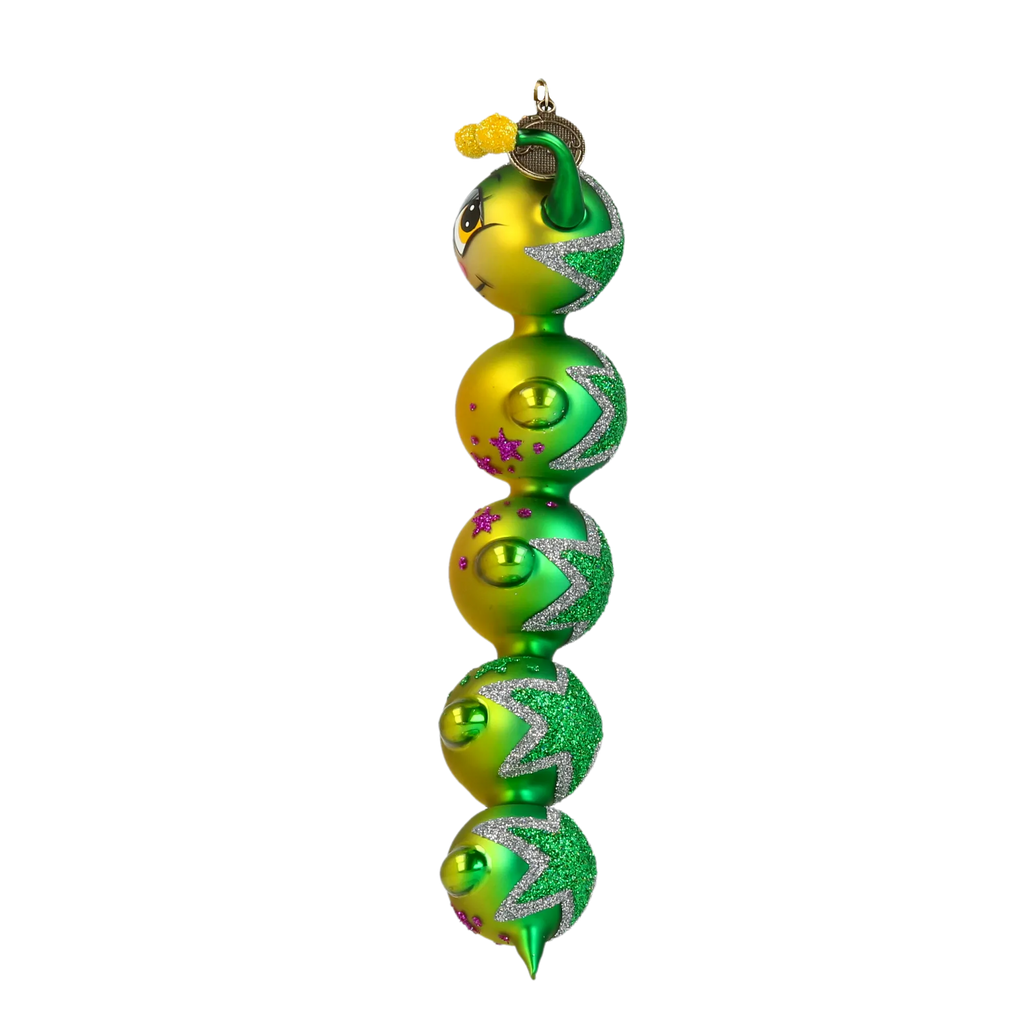 Inquisitive Verdant Voyager | Hand-Painted Glass Ornament | Blubom 2022-007