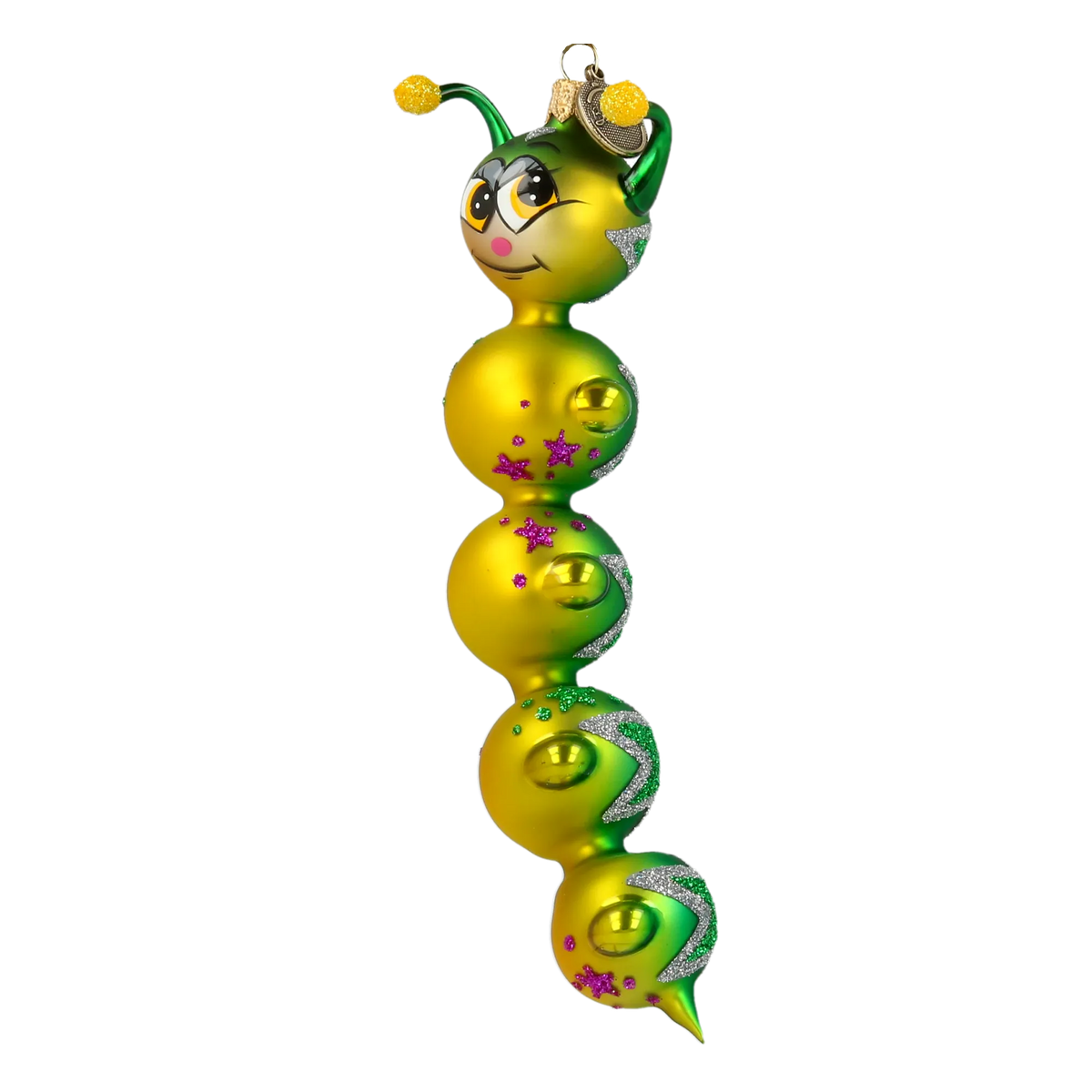 Inquisitive Verdant Voyager | Hand-Painted Glass Ornament | Blubom 2022-007