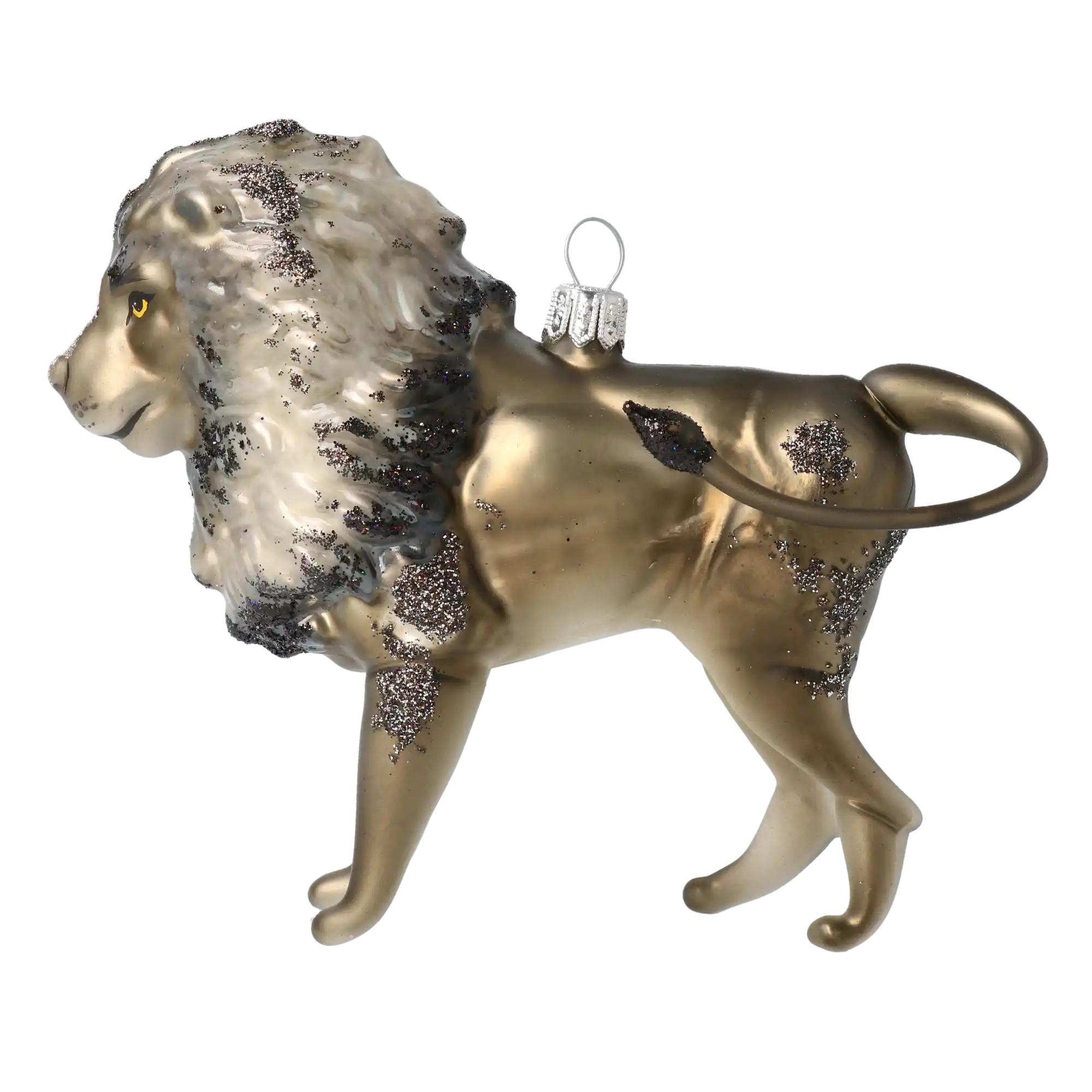 Silver Mane Lion Glass Ornament  Handmade Glass Christmas ornament.