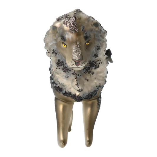 Silver Mane Lion Glass Ornament  Handmade Glass Christmas ornament.