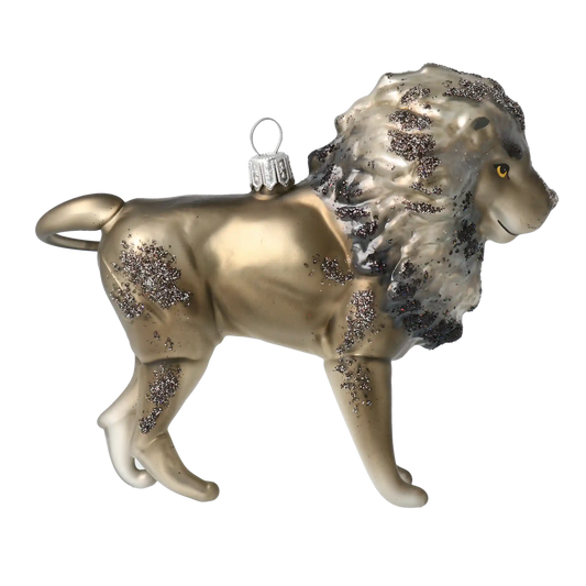 Silver Mane Lion Glass Ornament  Handmade Glass Christmas ornament.