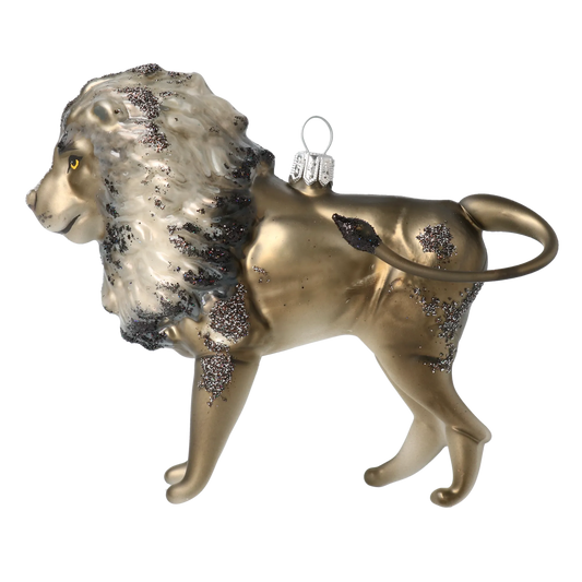 Silver Mane Lion Glass Ornament  Handmade Glass Christmas ornament. 2022-022