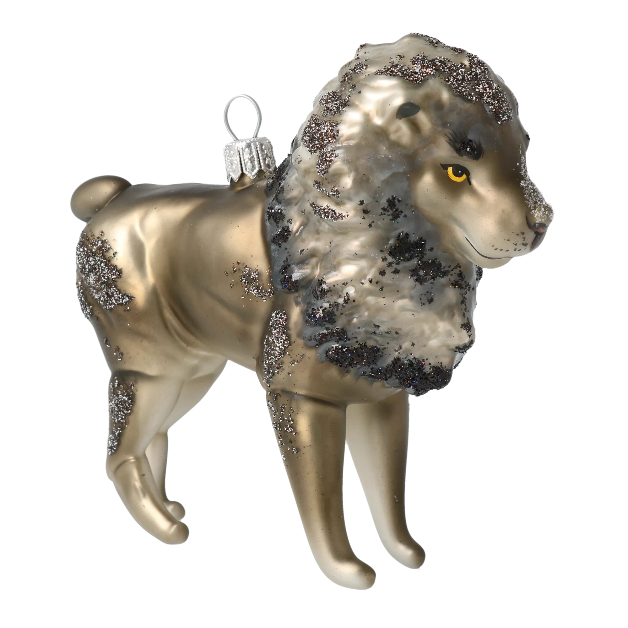 Silver Mane Lion Glass Ornament  Handmade Glass Christmas ornament. 2022-022