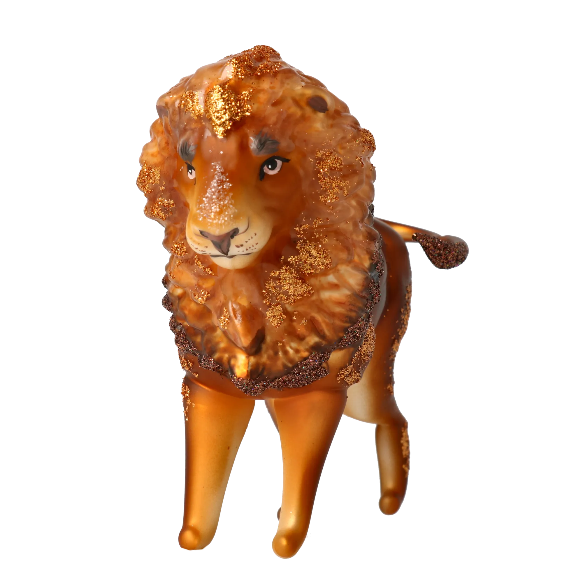 Golden Mane Lion Glass Ornament  Handmade Glass Christmas ornament. 2022-023
