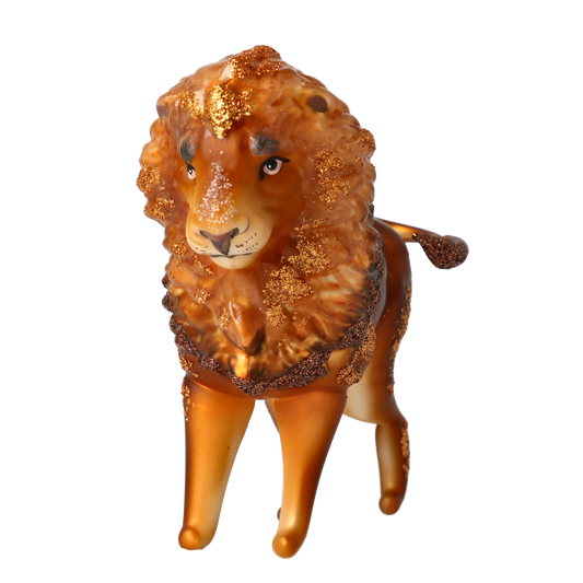 Golden Mane Lion Glass Ornament  Handmade Glass Christmas ornament. 2022-023