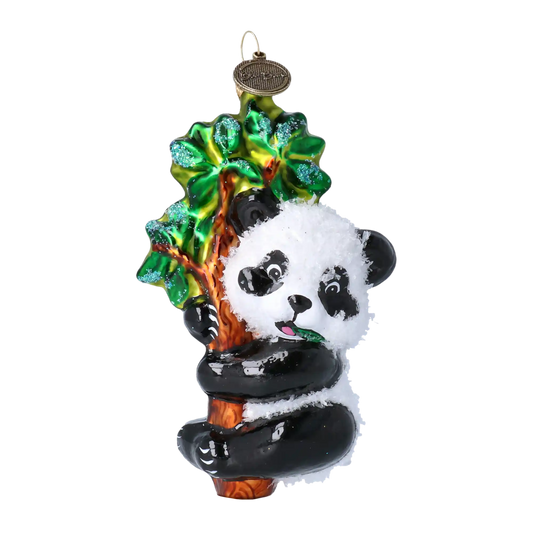 Christmas Ornament Panda with Bamboo