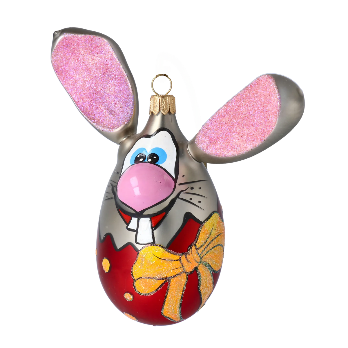 Inquisitive Roseate Hare | Hand-Painted Glass Ornament | Blubom 2022-025