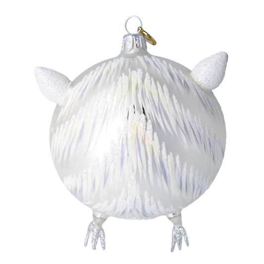 Silver Owl. Handmade Glass Christmas ornament. 2022-035
