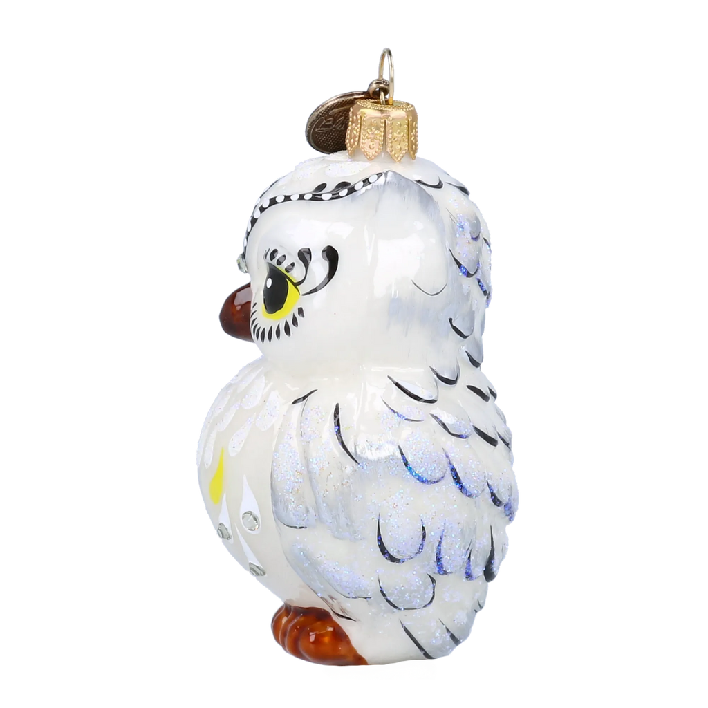 Owl of the Silent Vigil | Hand-Painted Glass Ornament | Blubom 2022-048